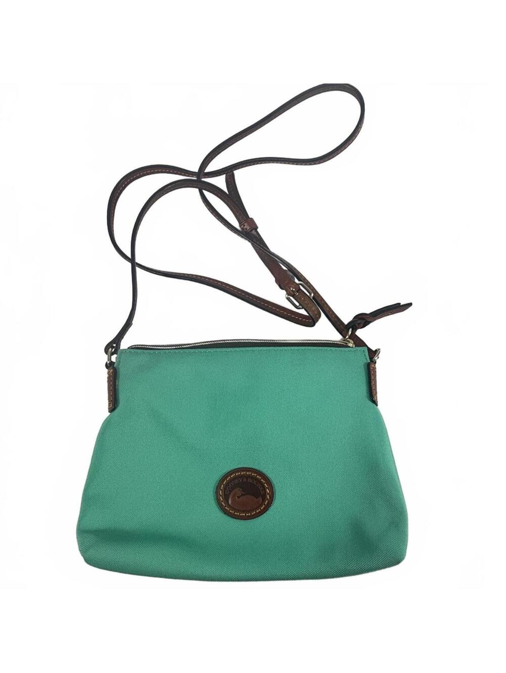 Dooney & Bourke Mint Nylon Crossbody Leather Trim Zipper Purse Bag